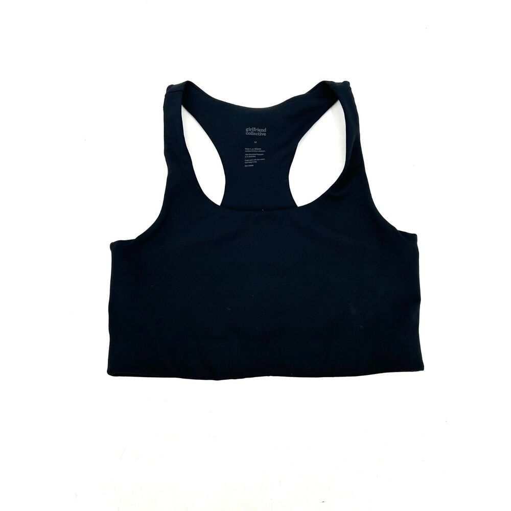 GIRLFRIEND COLLECTIVE Dylan Tank Bra Black Racerback Workout Sports Bra Medium